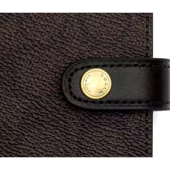 COACH #CZ198 Signature ‘C’ Canvas Leather NTBK, IM/Walnut/Black, Snap Close, NWT - Picture 5 of 5